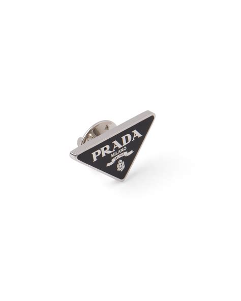 prada symbole brooch|Steel/black Prada Symbole brooch .